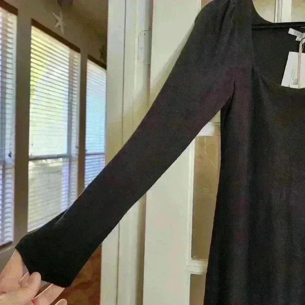 NWT Z Supply Black Knee Length Long Sleeve Knit Winter Sweater Dress Medium - Picture 7 of 12